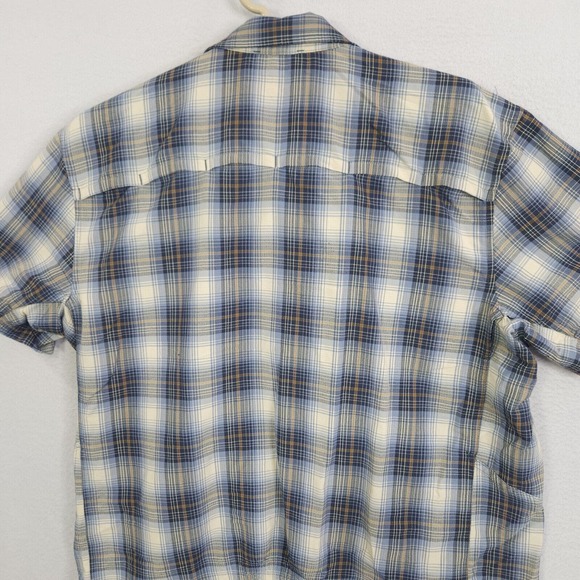 Rei Coop Button up Shirt Mens Blue Large Short Sleeve Plaid Outdoor Vented - Picture 2 of 14